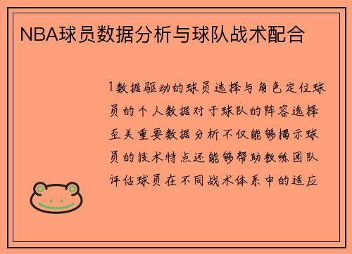 NBA球员数据分析与球队战术配合